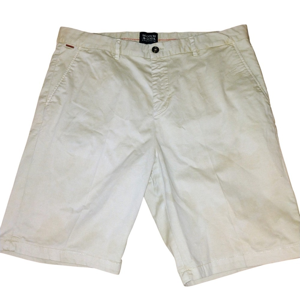 New Cond. Scotch & Soda Stuart Mens Shorts Size 36 Beige Casual Chino Flat Front